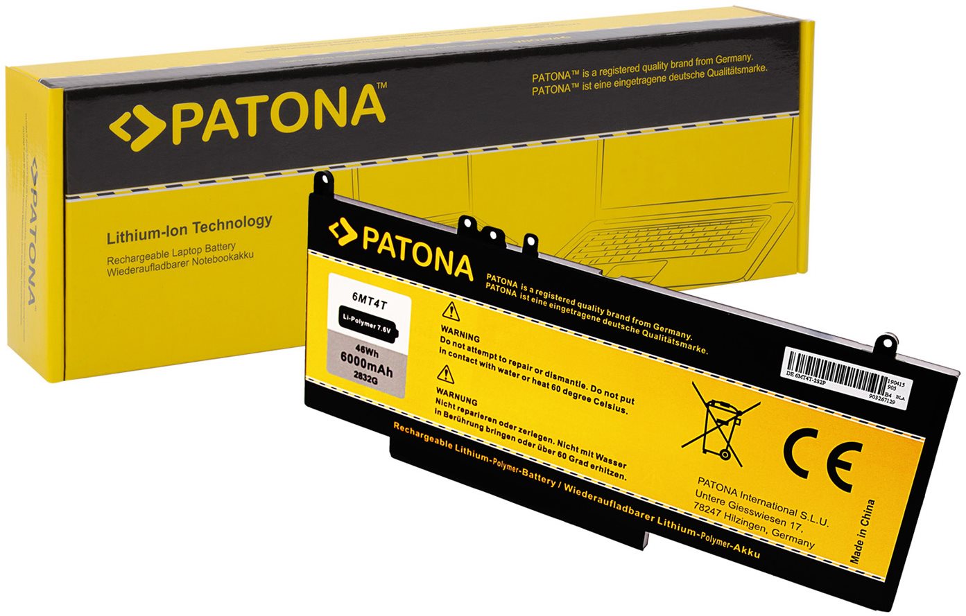 PATONA pre Dell Latitude E5250/E5450/E5550 6000 mAh Li-lon 7,6 V...