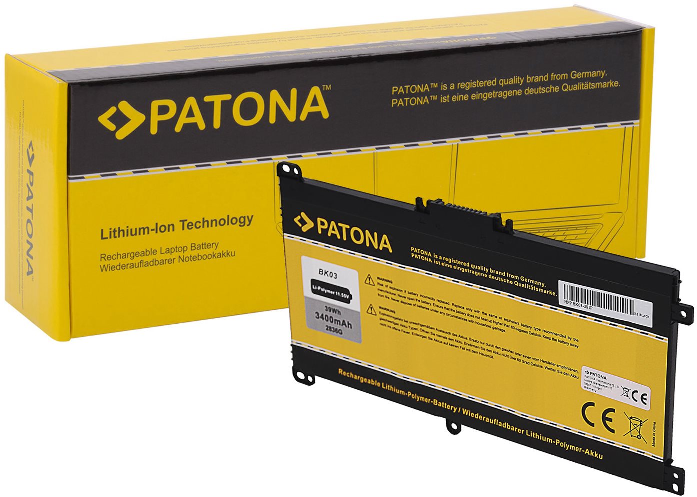 PATONA for ntb HP Pavilion X360 3400mAh Li-Pol 11.55V BK03 / BK03XL...