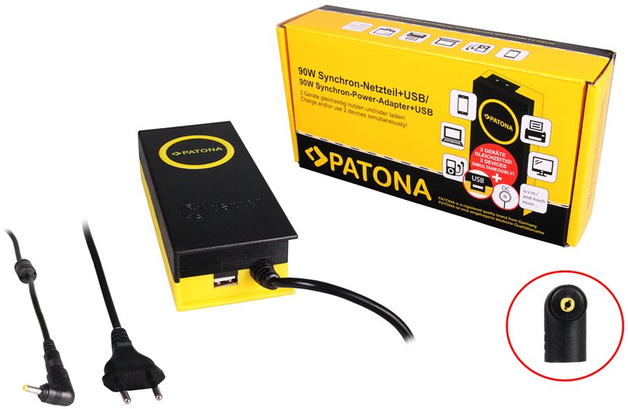 PATONA k ntb/19,5 V/4,7 A 90 W/konektor 4 × 1,7 mm/+ výstup USB...