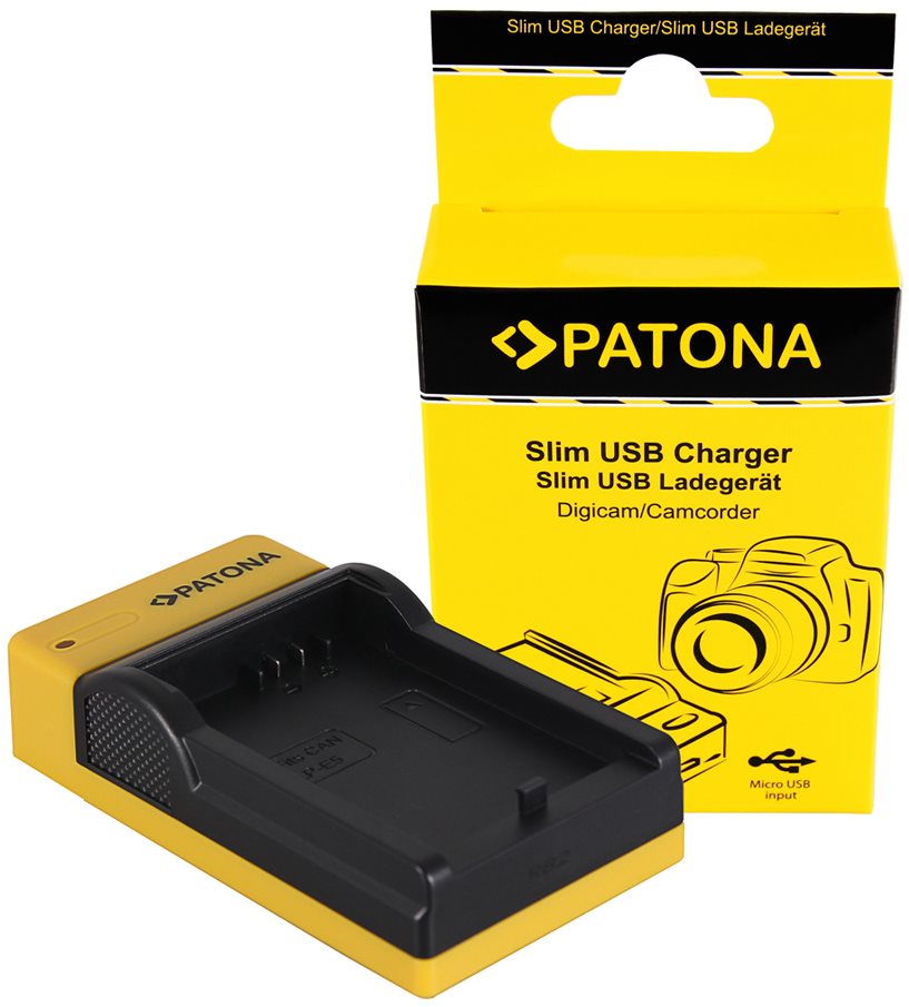 PATONA Foto Canon LP-E5 slim, USB Ladegerät für Kamera- und...