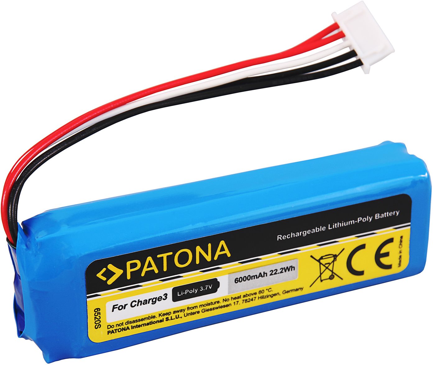 PATONA Akku für JBL Charge 3 /2016+/ 6000mAh 3,7V Li-Pol...