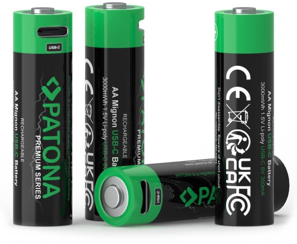 PATONA AA/LR6 Li-Pol 2 000 mAh 1,5V s USB-C nabíjaním, 4 ks v...