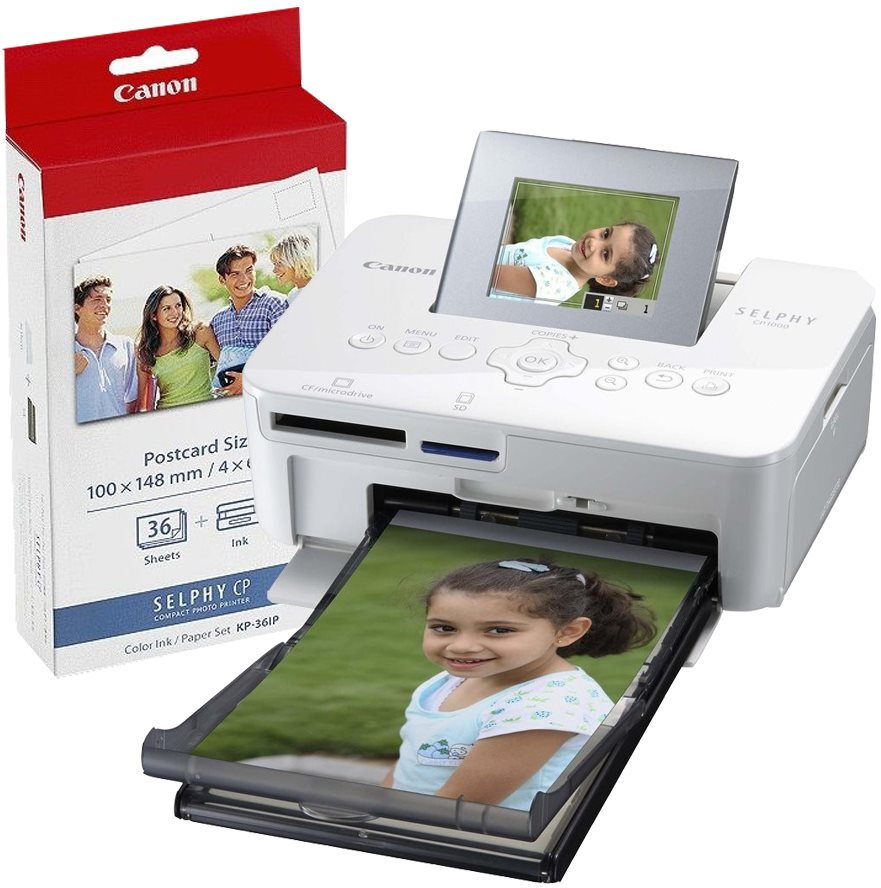 Canon SELPHY CP1000 blanc + papiers KP-36 Imprimante a sublimation...