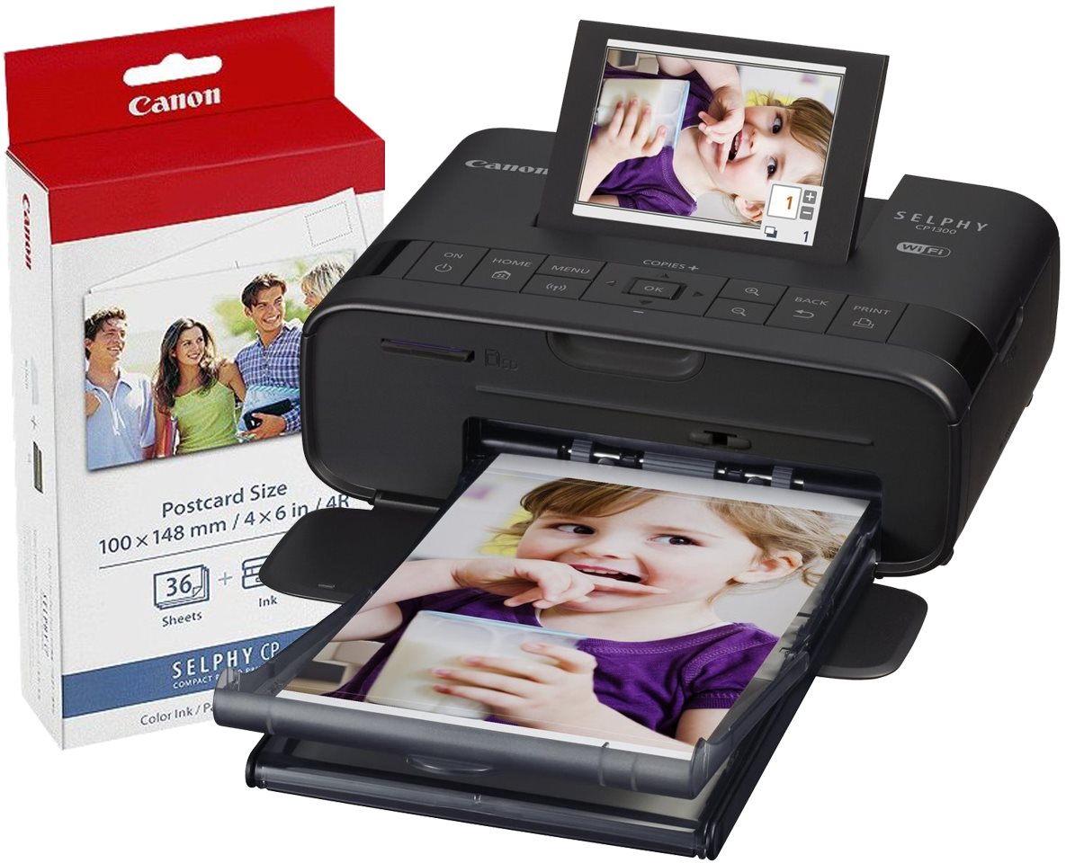 Canon SELPHY CP1300 noir + papiers KP-36 Imprimante a sublimation...