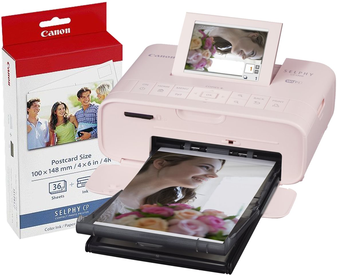 Canon SELPHY CP1300 rose + papiers KP-36 Imprimante a sublimation...