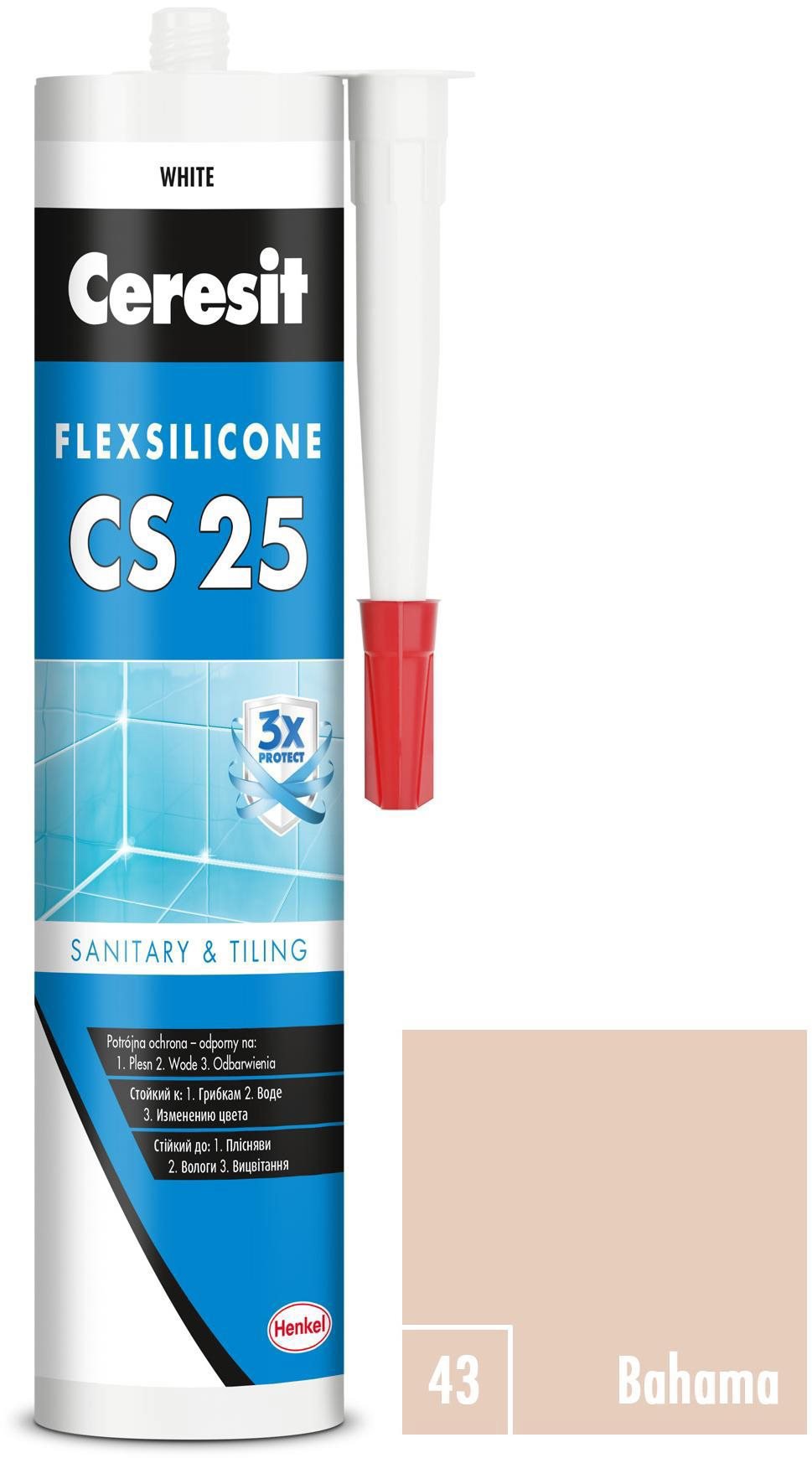Ceresit Sanitárny silikón CS 25 bahama, 280 ml Silikón