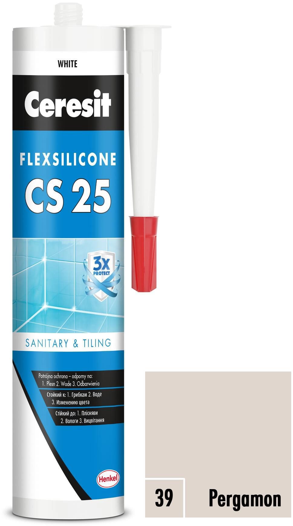 Ceresit Sanitárny silikón CS 25 pergamon, 280 ml Silikón