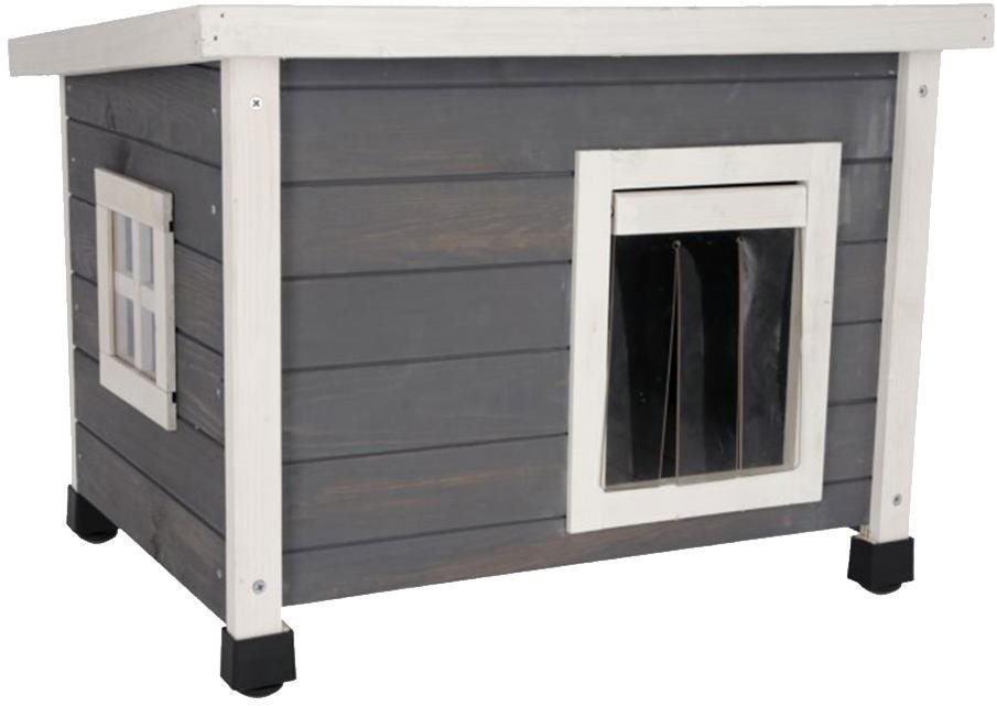 Kerbl Drevená búda pre mačky Rustica, 57 × 45 × 43 cm, sivá Pelech