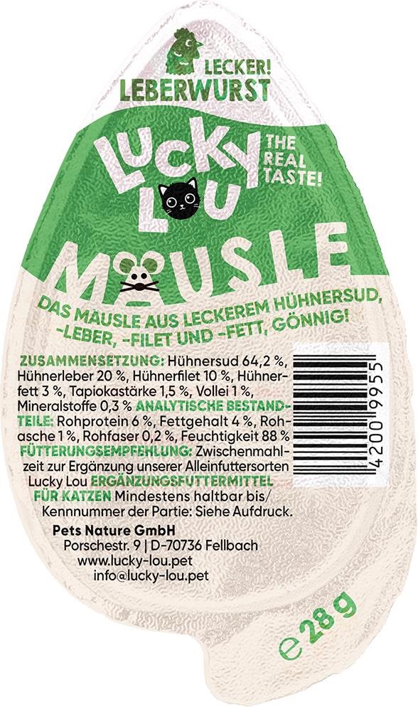 Lucky Lou Mäusle kuracia pečienka 28 g Maškrty pre mačky
