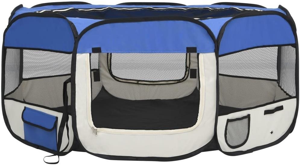 Skladacia ohrádka pre psov s taškou modrá 145 × 145 × 61 cm Ohrádka...