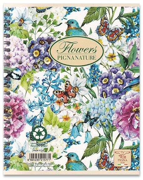 PIGNA Nature Flowers A4 spirálos, vonalas, mix motívum Jegyzetfüzet