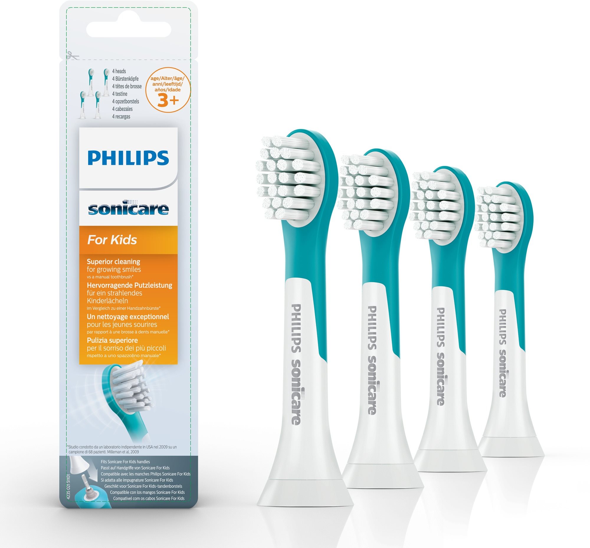 Philips Sonicare for Kids HX6034/33 Kompakter Bürstenkopf - 4 Stück...