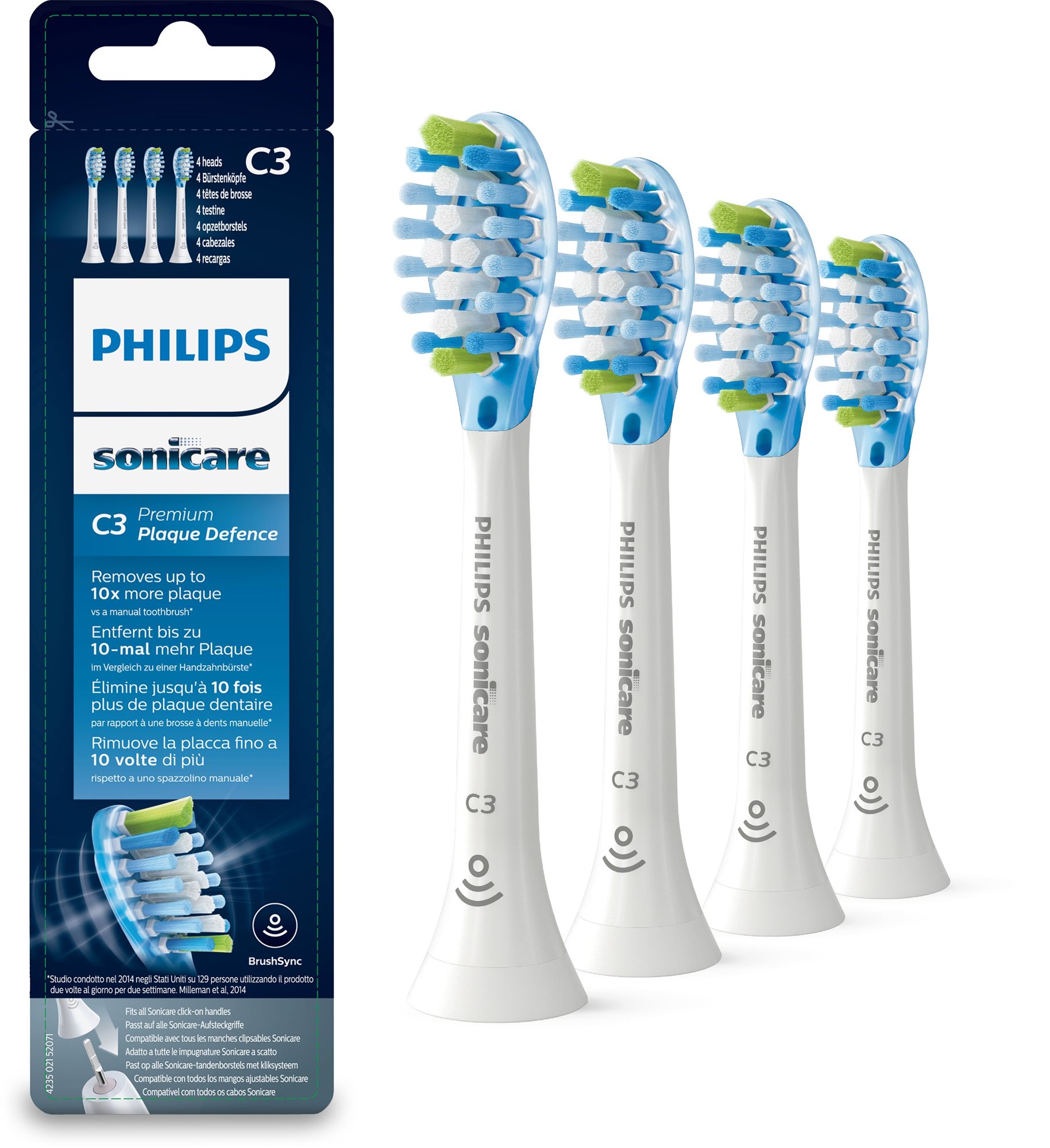 Philips Sonicare C3 Premium Plaque Defence HX9044/17, 4 Stück...