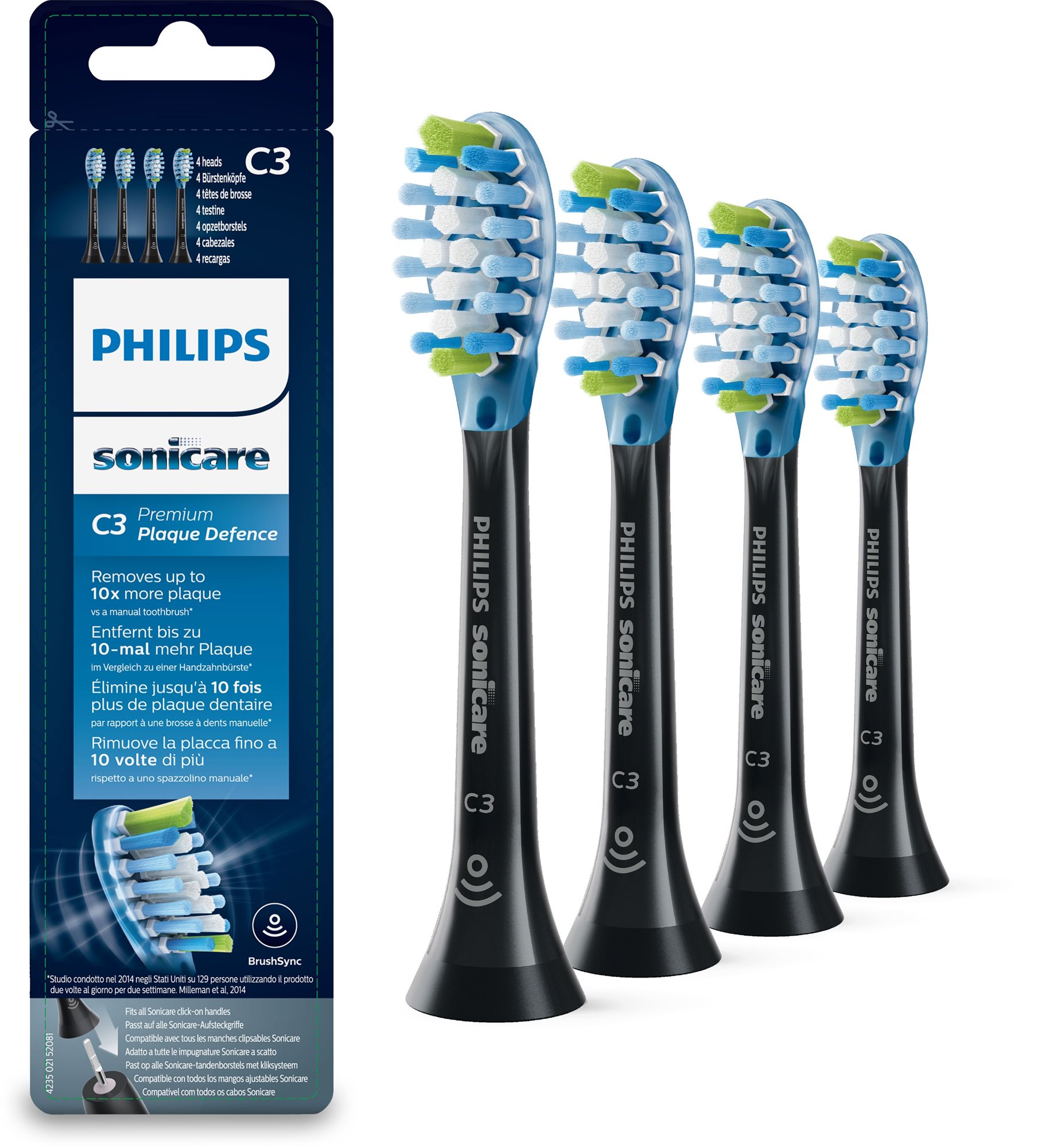 Philips Sonicare C3 Premium Plaque Defence HX9044/33, 4 Stück...