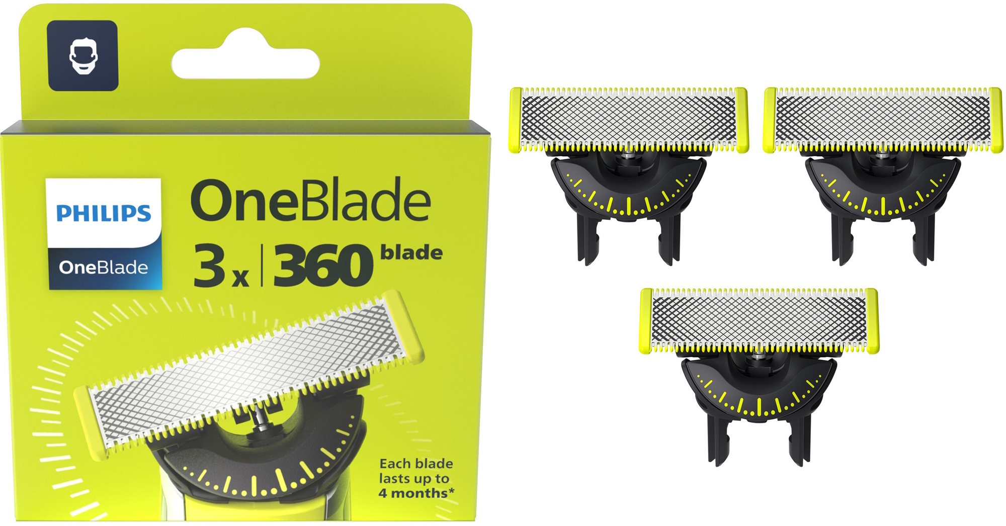 Philips OneBlade QP430/50 Výmenné nože 360, 3 ks Pánske náhradné...