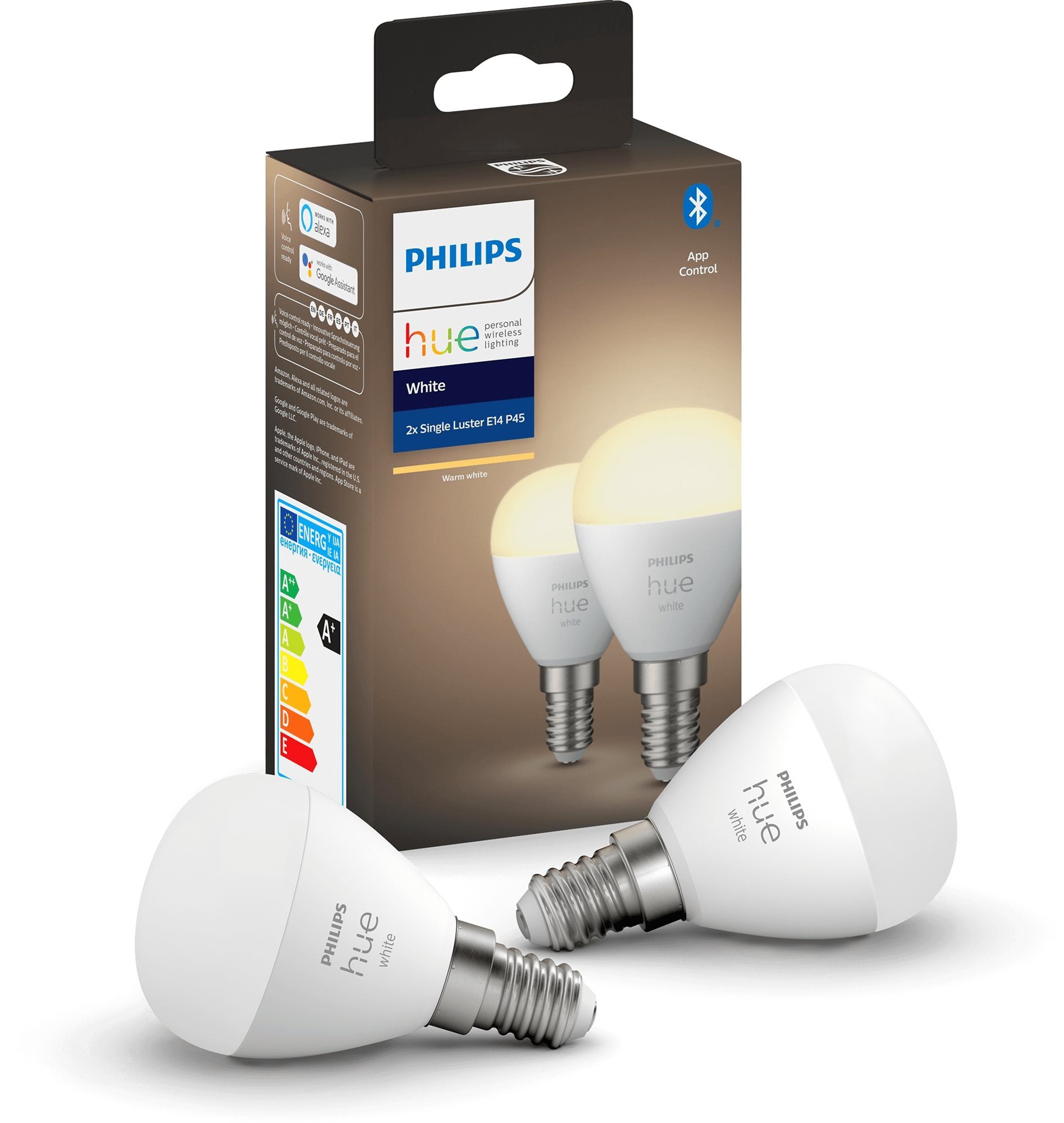 Philips Hue White 5,7W E14 csepp szett 2db LED izzó