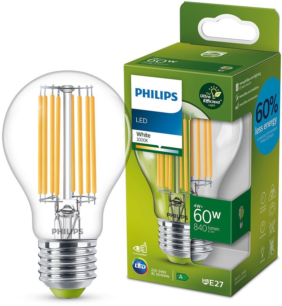 Philips LED 4-60W, E27, 3000K, A LED žiarovka