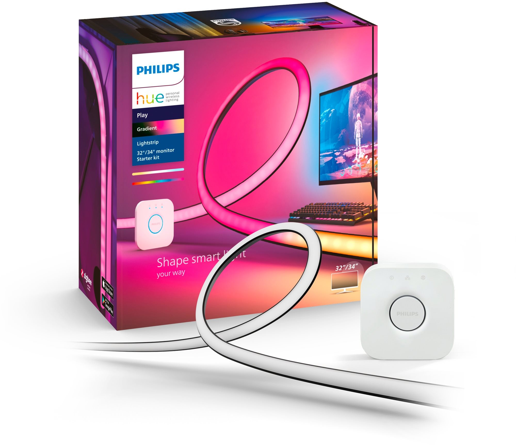 Philips Hue Play Gradient PC Lightstrip 32"/34" starter kit LED...