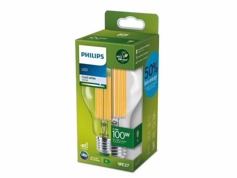Philips LED 7,3-100W, E27, 4000K, A LED izzó