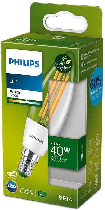 Philips LED 2,3 – 40 W, E14, 3 000 K, A LED žiarovka
