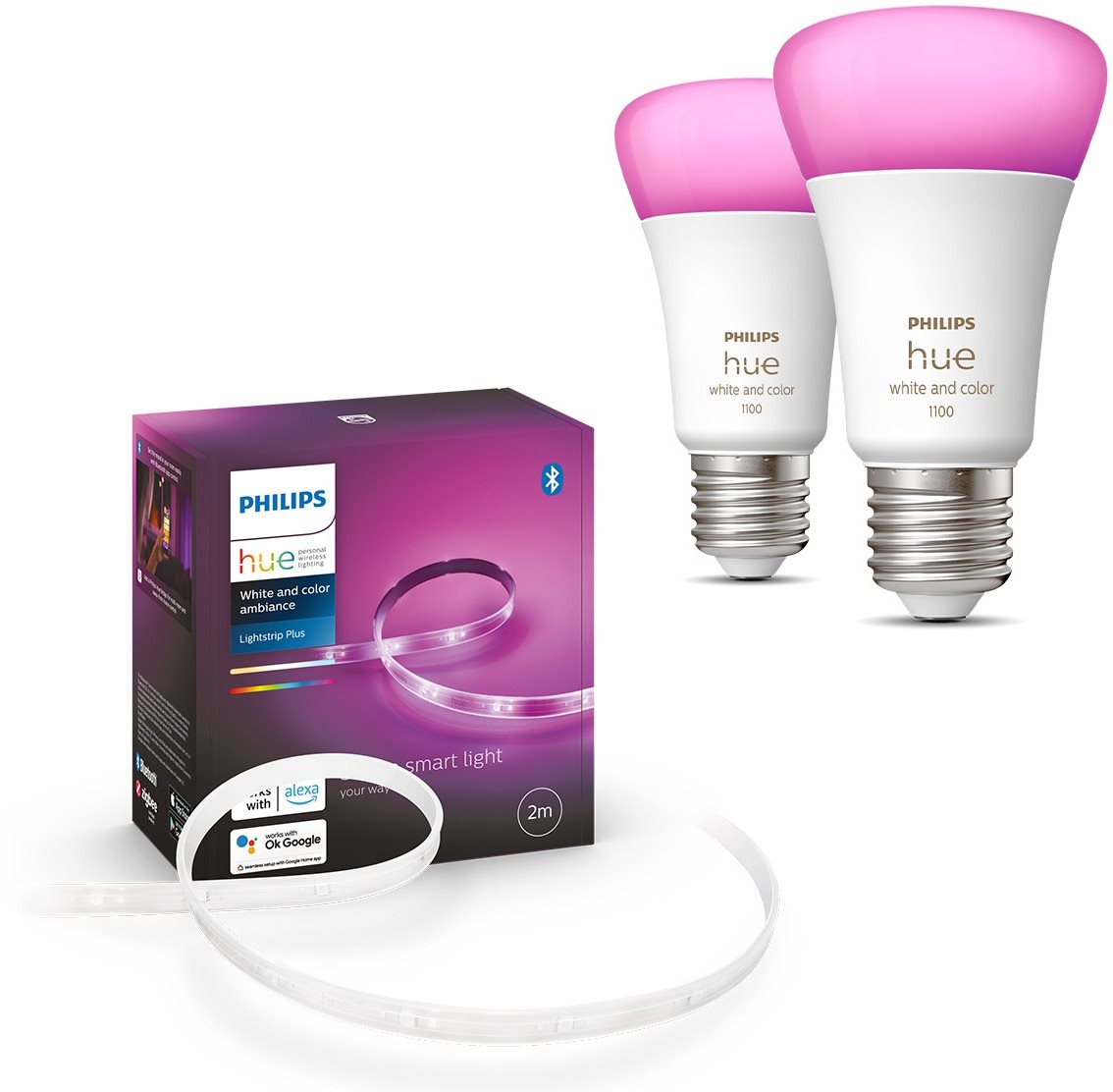 Hue Lightstrip Plus V4 EMEA 2m base kit + Philips HueWCA 9W A60 E27...