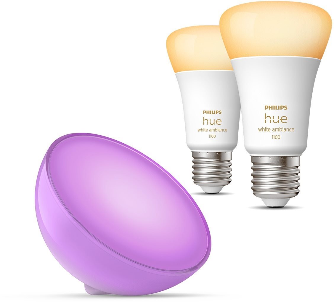 Philips HueWA 8 Watt A60 E27 2P EU + COL Hue Go V2 EU weiß...