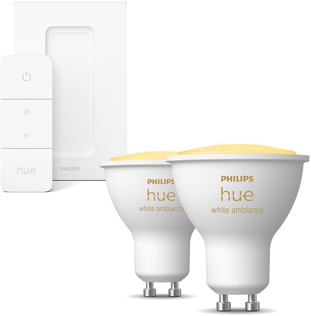Philips HueWA 4,3 Watt GU10 2P EUR + Philips Hue Dimmer Schalter...