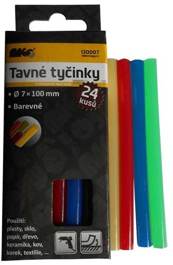 MAGG Tavné tyčinky 7 × 100 mm farebné 24 ks Tavné tyčinky