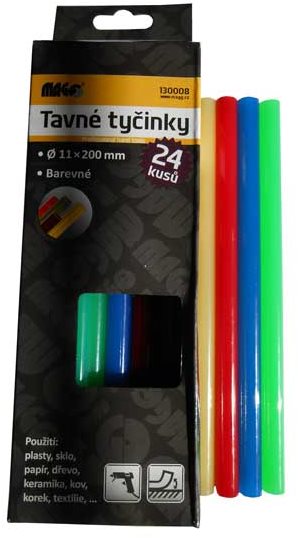 MAGG Tavné tyčinky 11 x 200 mm farebné 24 ks Tavné tyčinky