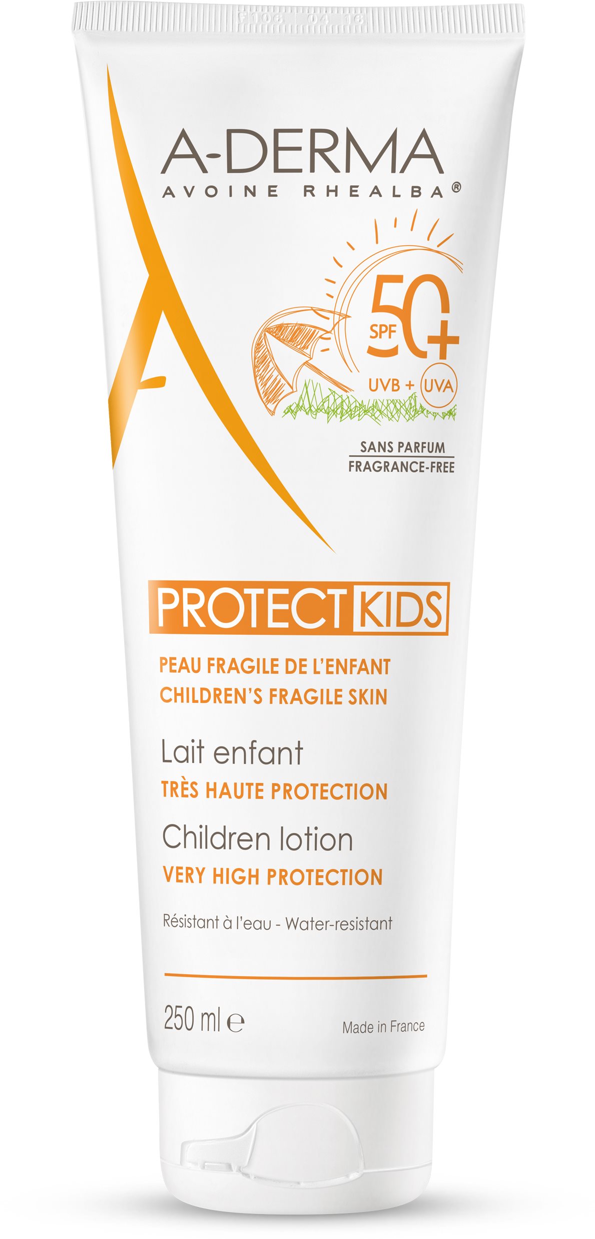 A-Derma PROTECT KIDS naptej gyermekeknek nagyon magas SPF50+...