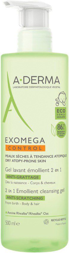 A-DERMA Exomega Control bőrpuhító tisztító gél száraz, atópiára...