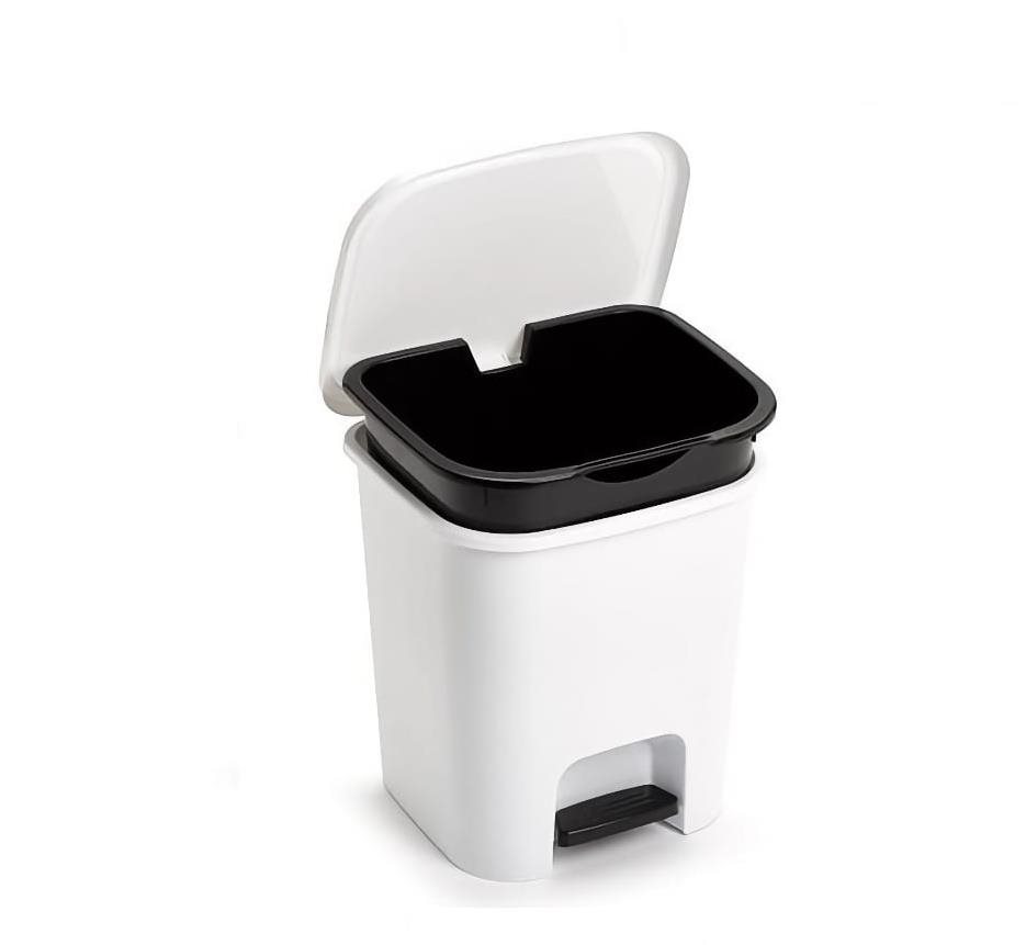 Plastic Forte Smart szemétgyűjtő, fehér, betéttel és pedállal, 7,5...