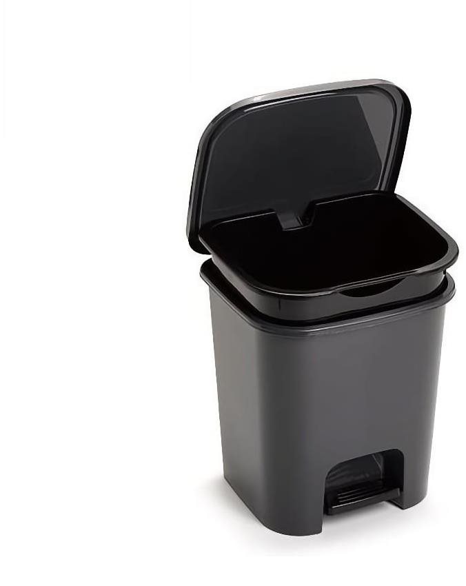 Plastic Forte Smart szemétgyűjtő, fekete, betéttel és pedállal, 7,5...