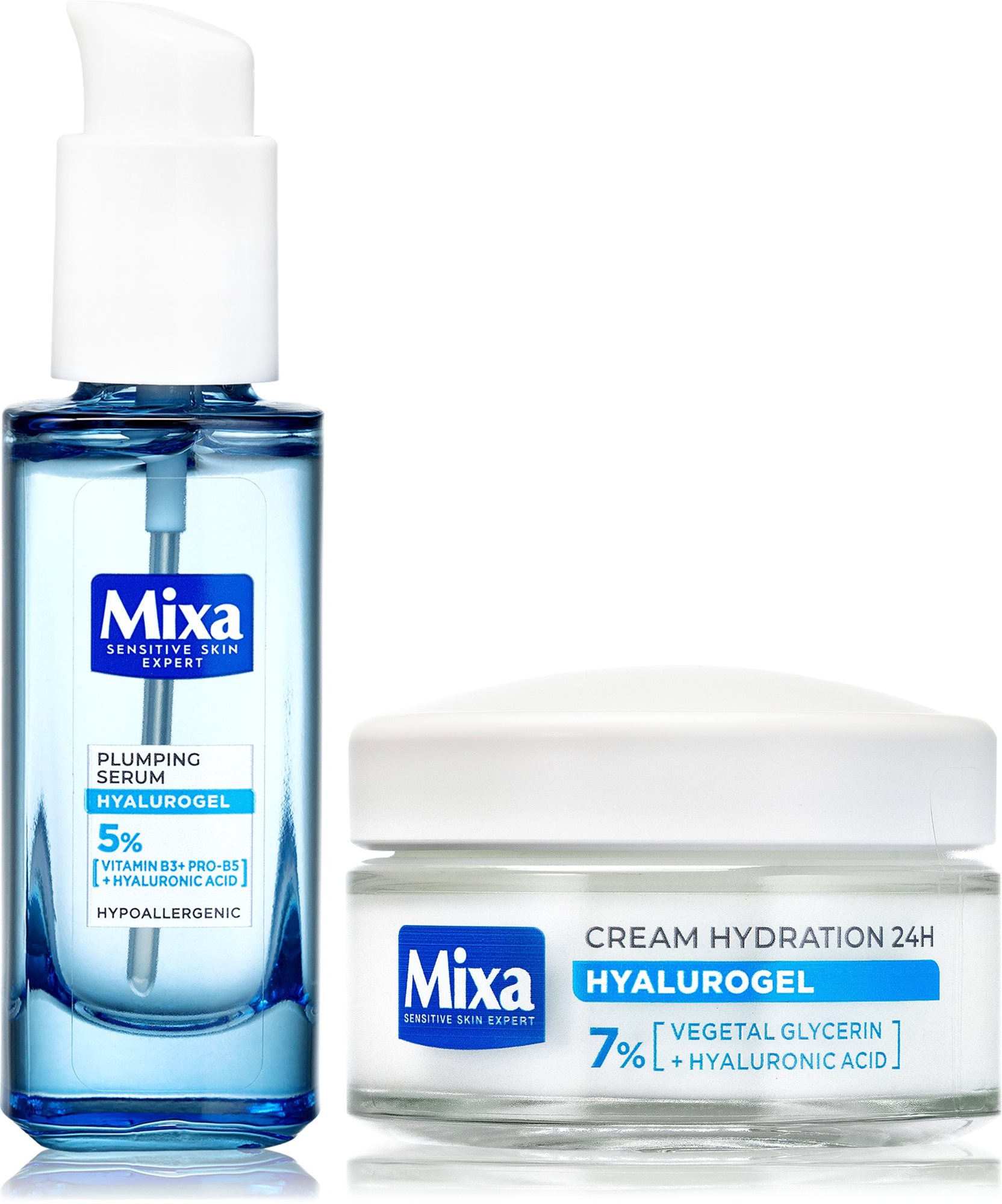 MIXA Hyalurogél sérum + light cream súprava 80 ml Kozmetická sada