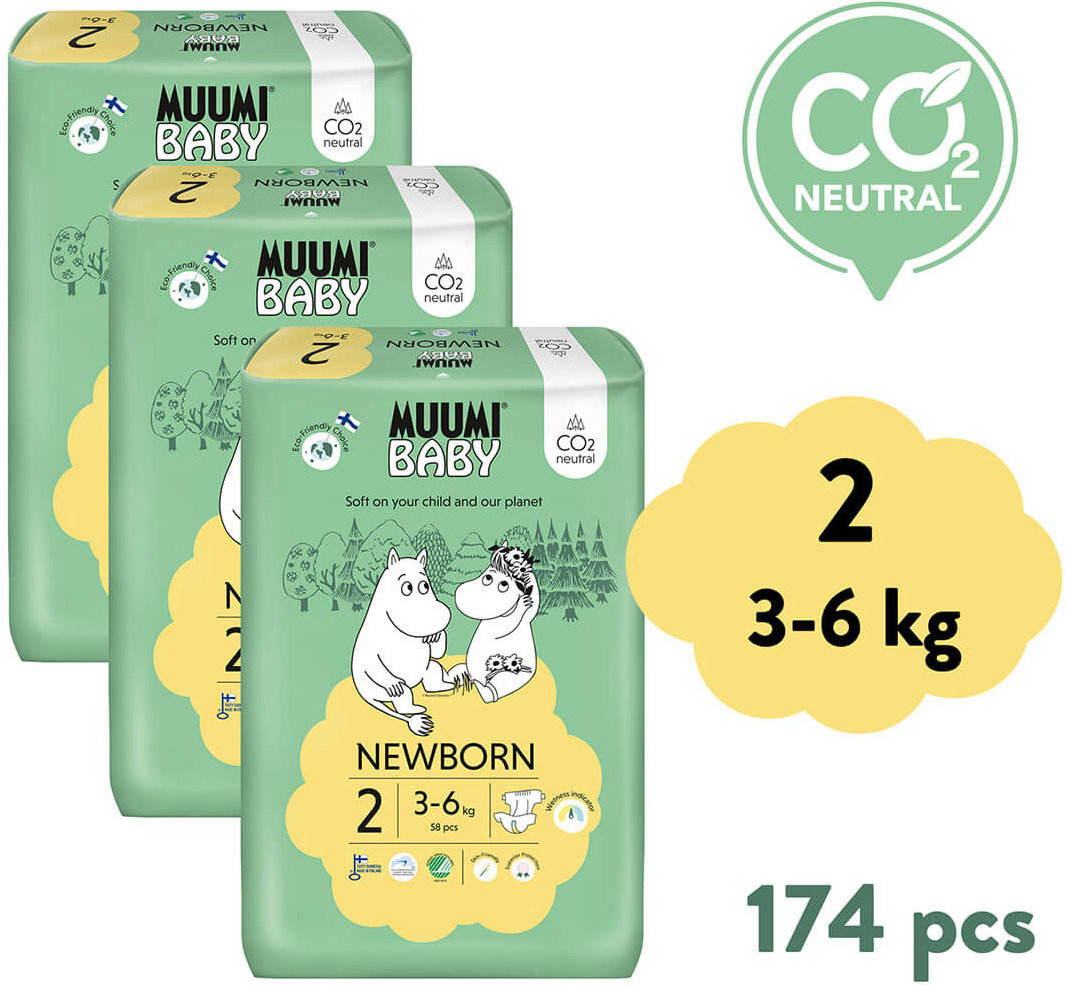 Muumi Baby Newborn veľkosť 2 (174 ks) Eko plienky