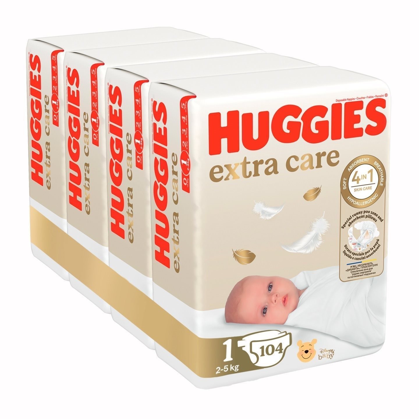 HUGGIES Extra Care, 1-es méret (104 darab) Eldobható pelenka