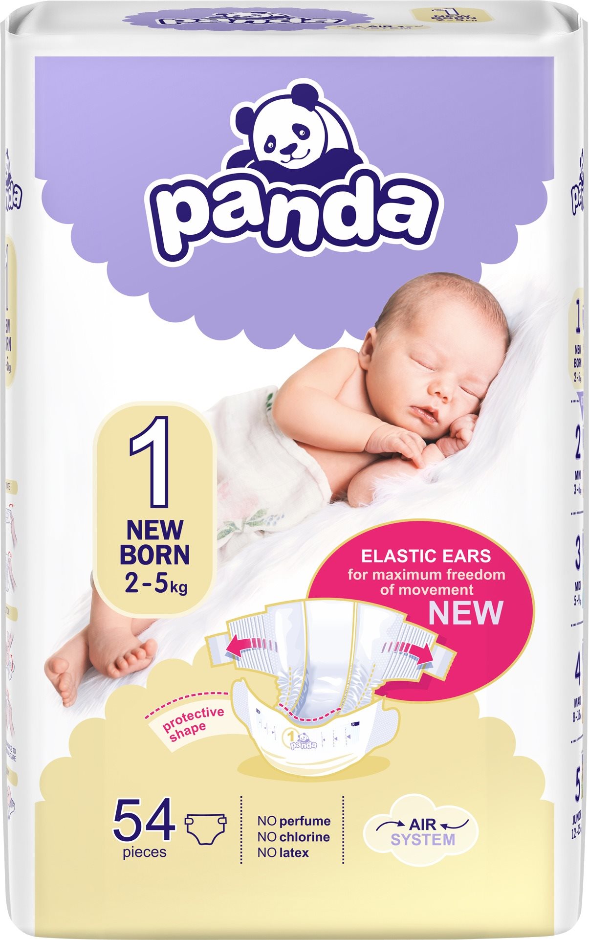 PANDA New born veľkosť 1 (54 ks) Jednorazové plienky