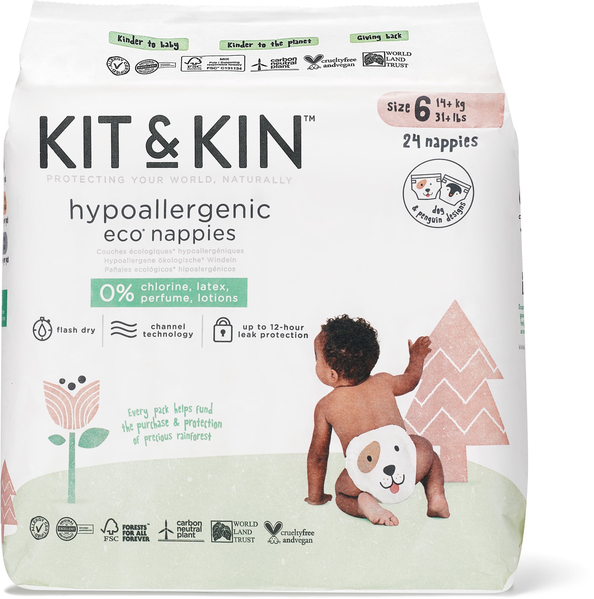 Kit & Kin Eko Naturally Dry Nappies veľ. 6 (24 ks) Eko plienky