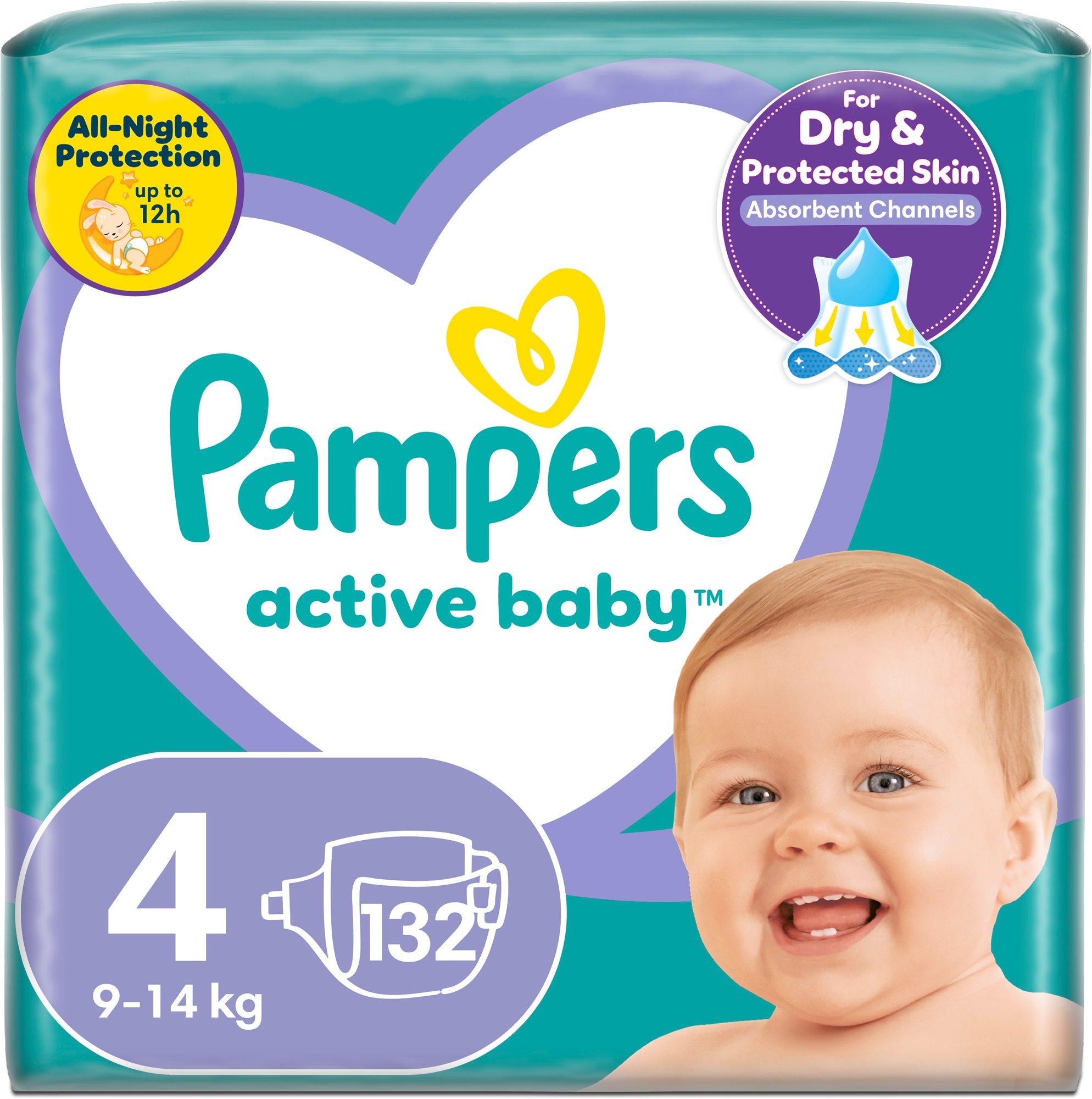 PAMPERS Active Baby vel.  4 (132 ks) - měsíční balení Jednorázové...