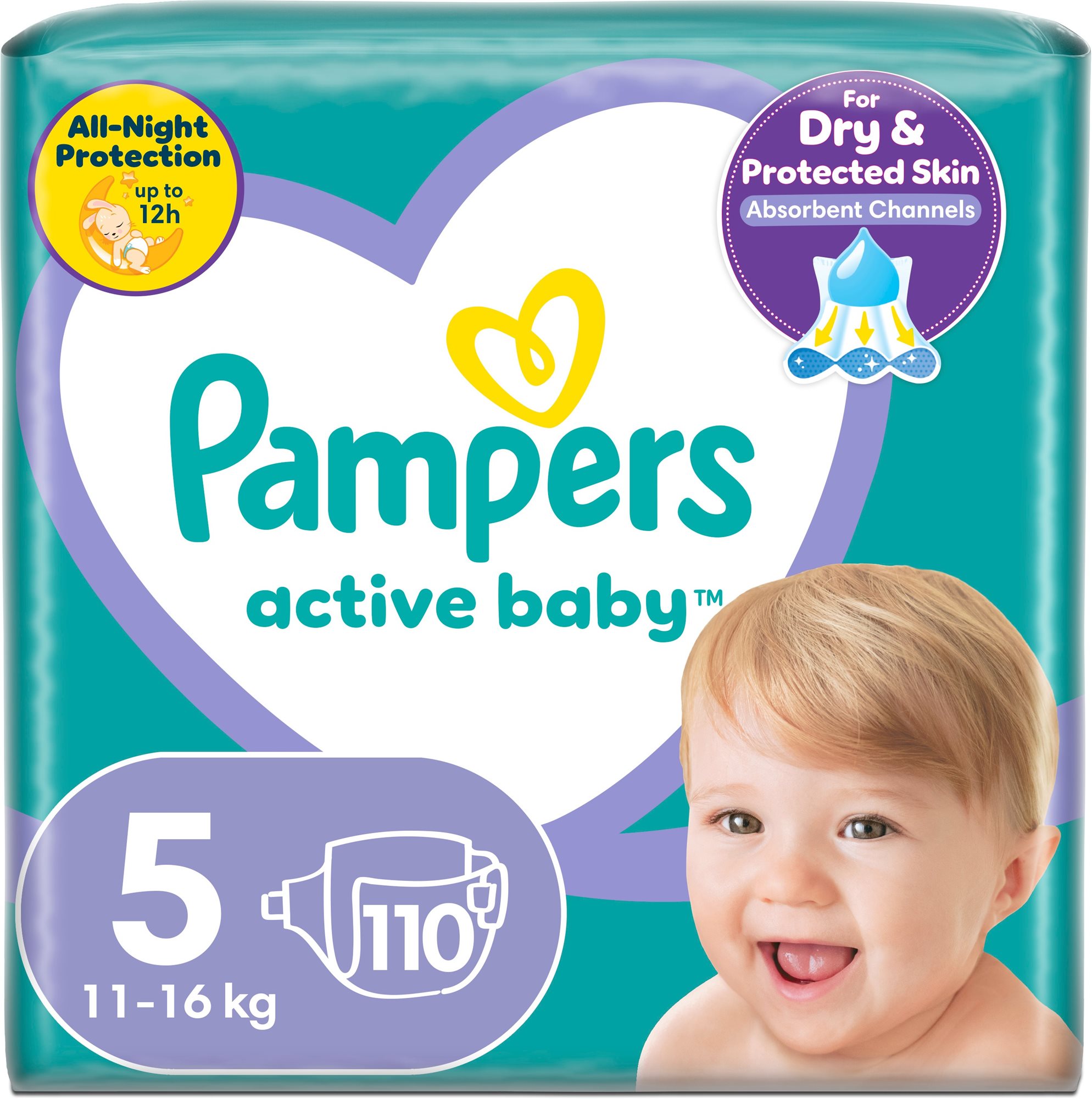 PAMPERS Active Baby vel.  5 (110 ks) - měsíční balení Jednorázové...