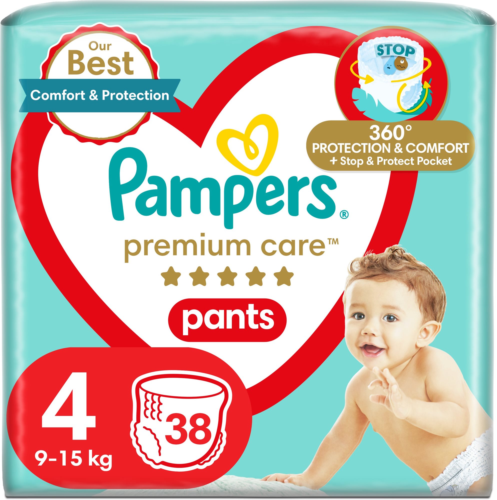PAMPERS Pants Premium Care Maxi vel. 4 (38 ks) Plenkové kalhotky
