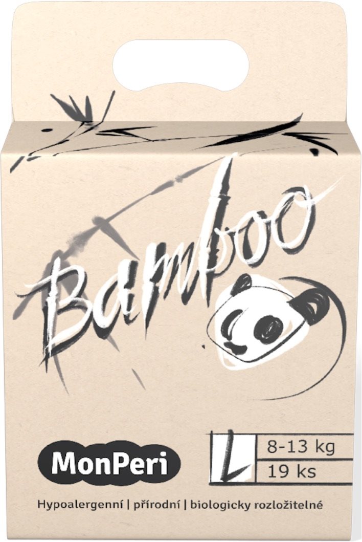 MonPeri Bamboo EKO L (veľ. 4) 8 – 13 kg, 19 ks Eko plienky