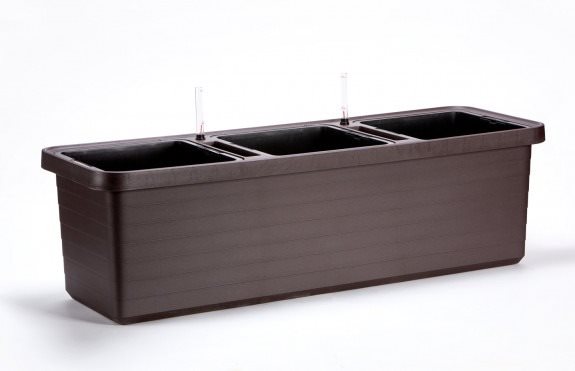 Plastia Samozavlažovací kvetináč Berberis TRIO, Čokoláda Truhlík