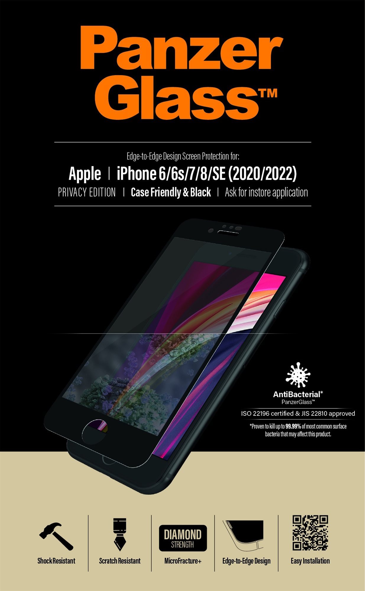 PanzerGlass Edge-to-Edge Privacy for Apple iPhone 6/6s/7/8/SE...