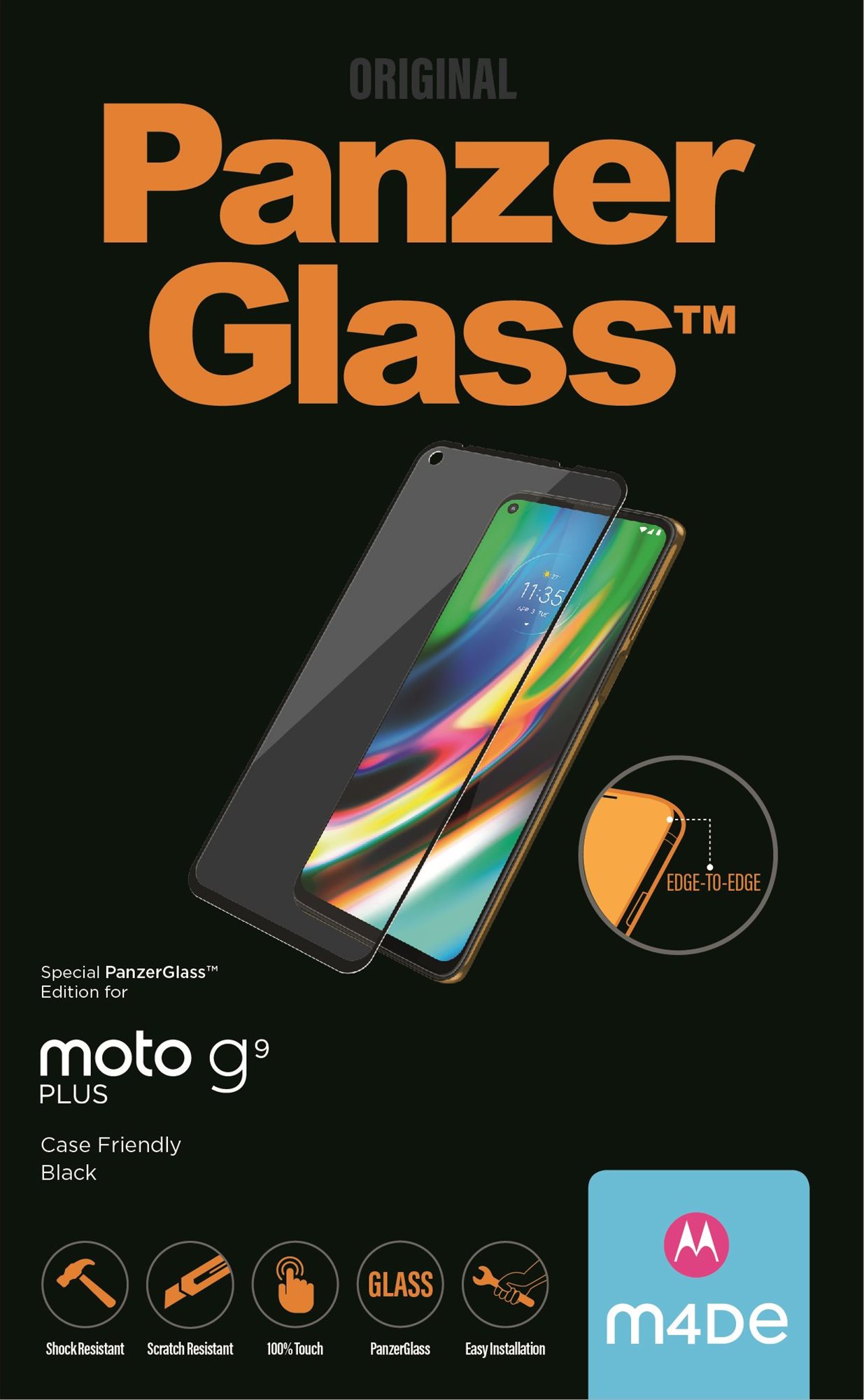 PanzerGlass Edge-to-Edge for Motorola Moto G9 Plus Black Glass...