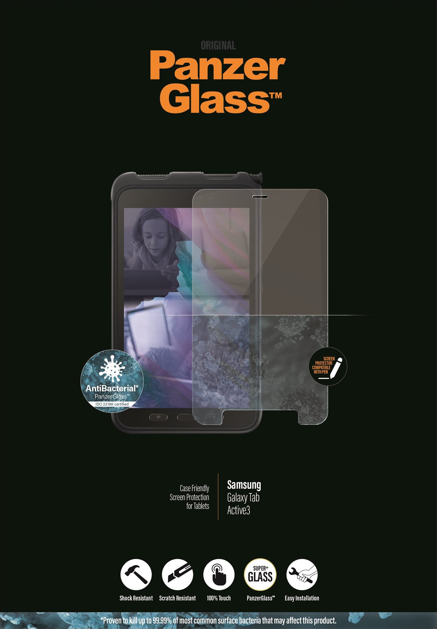 PanzerGlass Edge-to-Edge Antibacterial for Samsung Galaxy Tab...