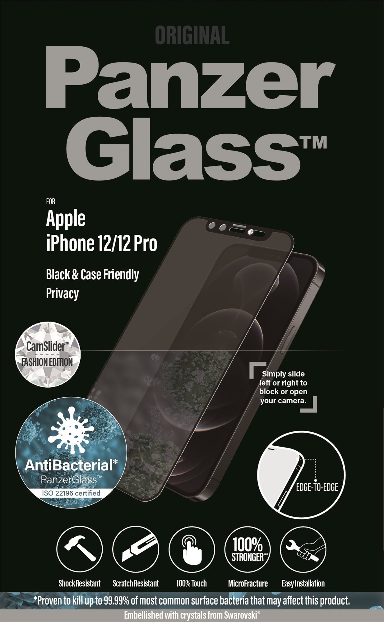 PanzerGlass Edge-to-Edge Privacy Antibacterial for Apple iPhone...