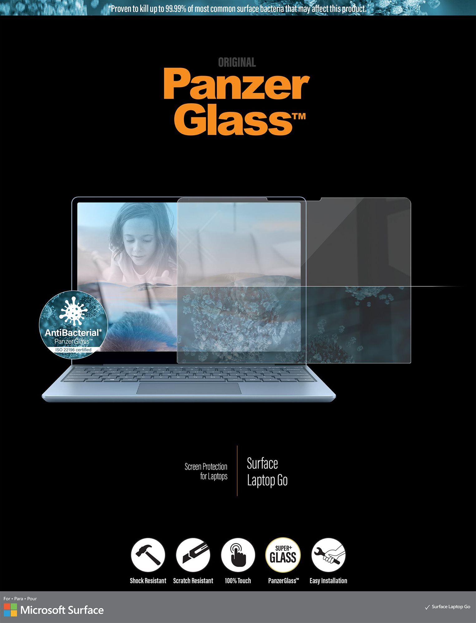 PanzerGlass Microsoft Surface Laptop Go/Go 2/Go 3 Üvegfólia