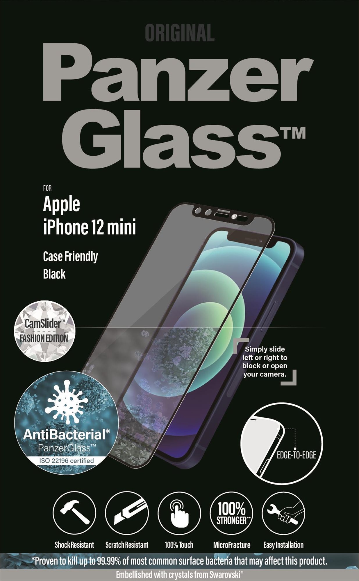 PanzerGlass Edge-to-Edge Antibacterial for Apple iPhone 12 mini...