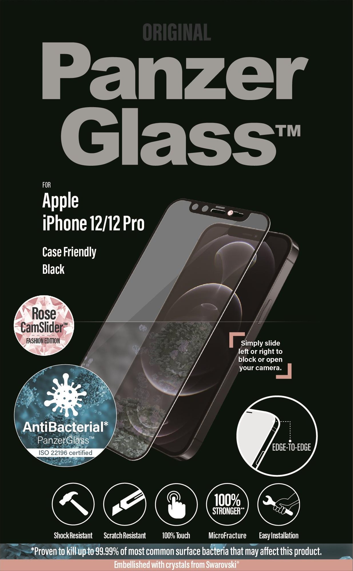 PanzerGlass Edge-to-Edge Antibacterial for Apple iPhone 12/12 Pro...